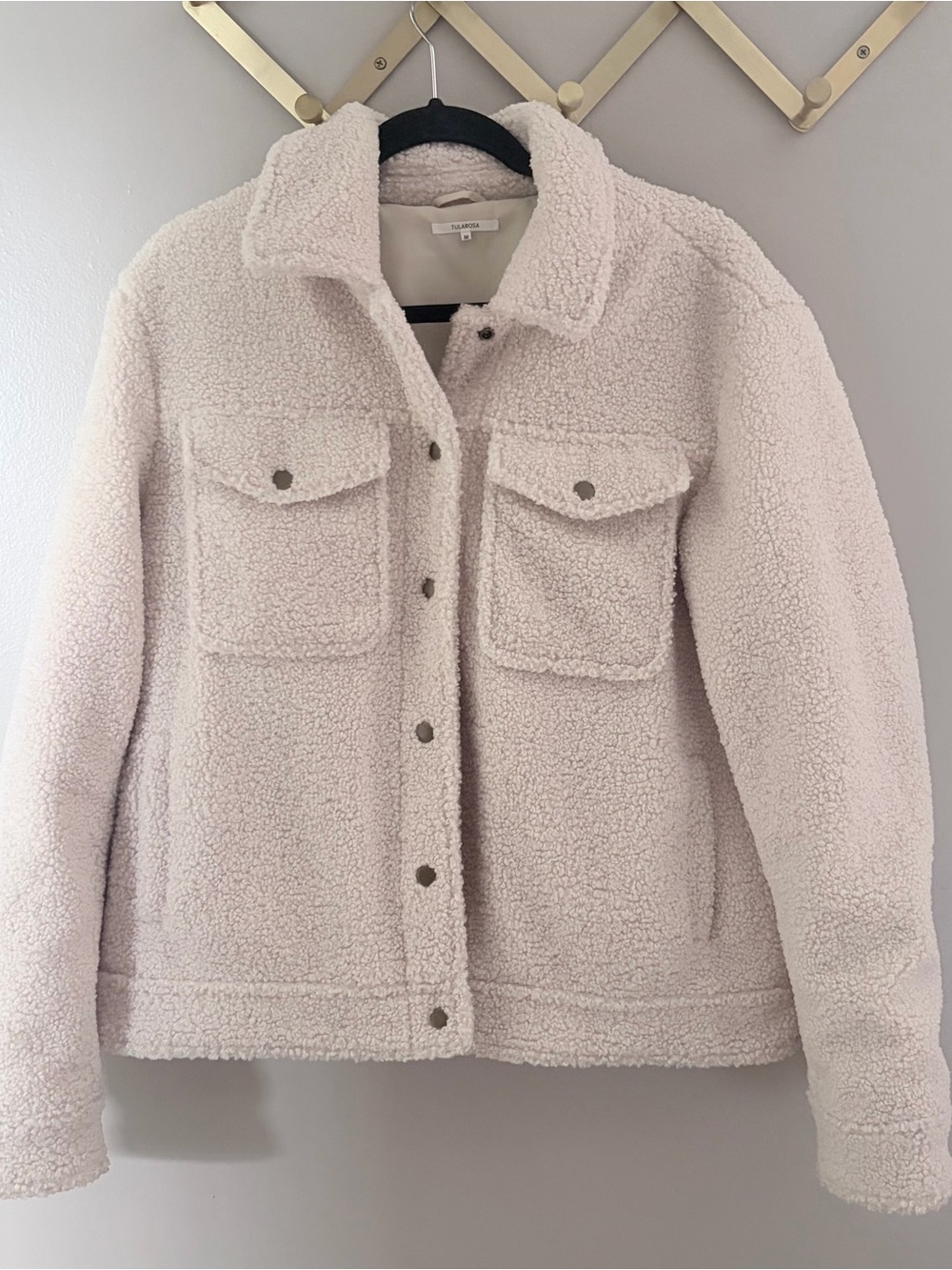 Tularosa Cream Sherpa Teddy Jacket Button Front Coat Medium
